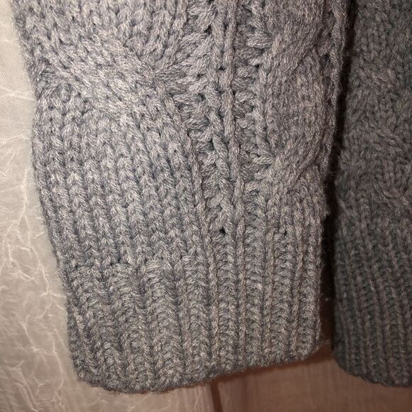 moon & madison M Gray Chunky Cable Knit Open Front Cardigan w Pockets - Picture 5 of 12